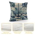 thumbnail image 4 of YINGXI  Nautical Throw Pillow Cushion Cover, Marine Theme Wave Patterns in Patchwork Style Boxes Squares Striped Anchor Print, Decorative Square Accent Pillow Case,Blue Beige 24x24in, 4 of 5