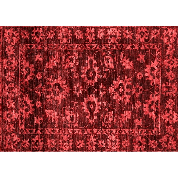 Ahgly Company Indoor Rectangle Abstract Red Modern Area Rugs, 5' x 8'