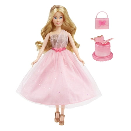 MGA's Dream Ella Let's Celebrate Doll - Aria, Pink & Gold Glitter Butterfly Confetti Unboxing 11.5" Blonde Party Fashion Doll   5 Accessories for Birthday, Graduation, Good Grades, Any Celebration