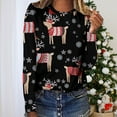 thumbnail image 1 of Hauts et Blouses d'Été pour Femmes 2023 Noël Femmes Décontracté Manches Longues Imprimé Col Rond T-Shirt Ample Blouse Hauts Blouses pour Femmes en Liquidation, 1 of 5