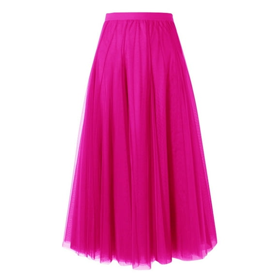 Women's Fashion Big Swing Skirt Thin A Line Skirt Solid Color Skirt Flowy Comfortable Stretchy Waist Casual Summer Skirt