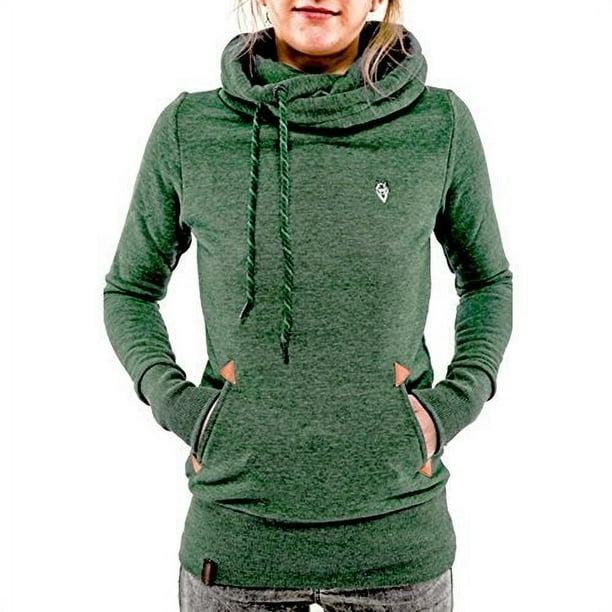Sudadera con capucha para mujer, jersey de cuello alto, abrigo de bolsillo Xemadio CJWUS-397