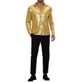 thumbnail image 2 of INSPIRE CHIC 70s Disco Shirts for Men's Long Sleeves Button Down Party Costume Metallic Shirt 2XL Golden, 2 of 6
