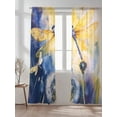 thumbnail image 2 of Spring Dragonfly Sheer Curtains 2 Panels Set Pastoral Dandelion Floral Lihgt Filtering Rod Pocket Voile Drape, Semi Sheer Window Curtains for Bedroom Living Room, 52"x96", 2 of 5