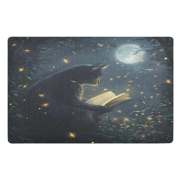 BZSMCE Floor Mats 32x20in Cat under The Moon Creativity Doormats