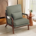 thumbnail image 6 of Bonzy Home Mid-Century Modern Accent Chair, Upholstered Lounge Reading Armchair with Side Storage Pocket & Lumbar Cushion, Comfy Fabric Chair for Living Room Bedroom, Green, 6 of 9