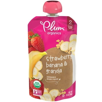 Plum s Stage 2  Baby Food Pouch: Strawberry, Banana, Granola - 3.5 oz