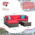 thumbnail image 6 of Walsunny 5 Pieces Patio Furniture Sets Outdoor All-Weather Sectional Patio Sofa Set PE Rattan Wicker Conversation Set Red, 6 of 8
