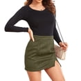 thumbnail image 2 of Womens High Waist Suede Fall Skirts Side Split Bodycon Short Zipper A Line Corduroy Mini Skirt - Women Fall Winter Plain Faux Suede Skirt - Casual Skirts Trendy Womens Skirts 2026 Army Green L, 2 of 6