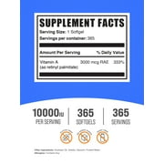 BulkSupplements Vitamin A 10000 IU Softgels - 3000mcg RAE per Serving (365 Softgels - 365 Servings)