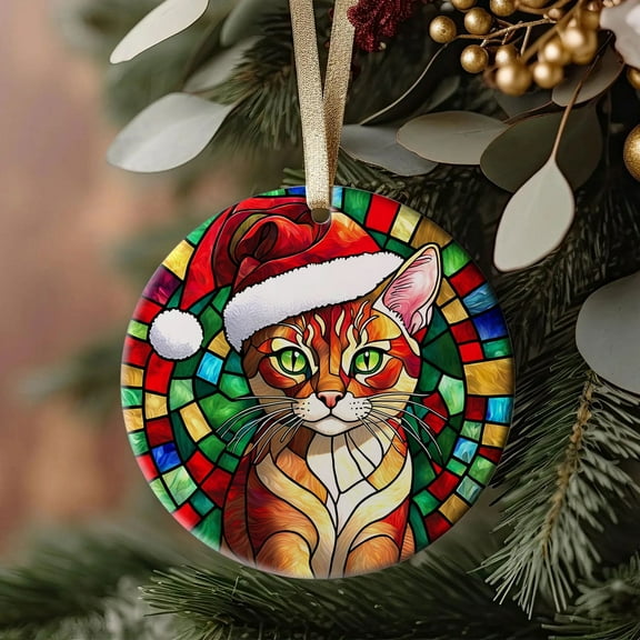Chausie Cat Ornaments Ceramic For Christmas, Ornaments Ceramic Christmas 2025