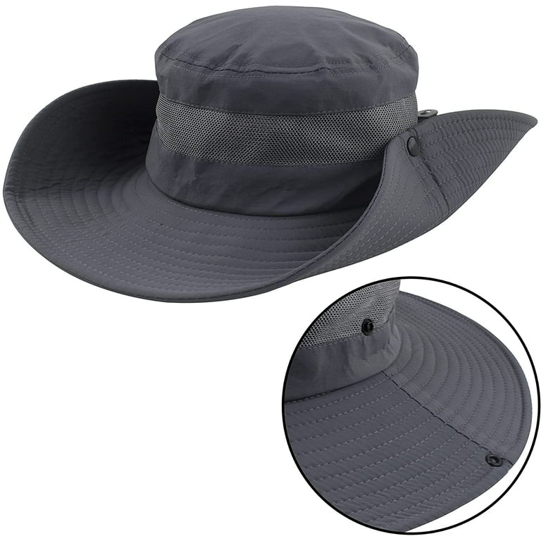 Muryobao Men Boonie Hat UPF 50+ Summer Sun Hat UV Protection Wide Brim Waterproof Bucket Hat for Safari Garden Beach Fishing Cap Gray, Men's, Size