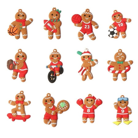 

12Pcs Gingerbread Man Christmas Tree Hanging Pendant Xmas Tree Decor Ornament