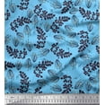 thumbnail image 1 of Soimoi Blue Crepe Silk Fabric Artistic Leaves Print Fabric by the Yard 42 Inch Wide, 1 of 1