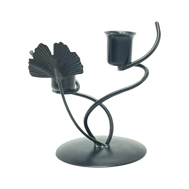 Soporte para velas, candelabro decorativo, candelabro de hoja, adorno, candelabro, candelabro para dormitorio de boda , negro
