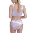thumbnail image 3 of Daiia Lavender Glitter Foil Stripes printed 2 piece Swimsuit Bikinis for Women High Waisted Racerback Bathing Suits Summer Tummy Control Scoop Neck Swimwear-Large, 3 of 8