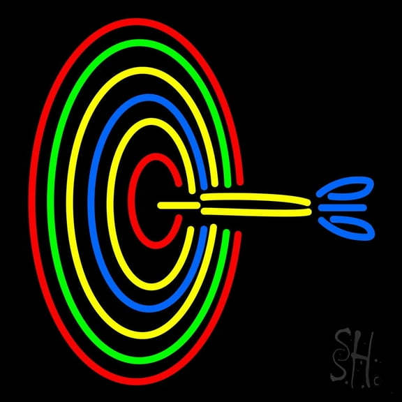 Dart Board Bar LED Neon Sign 24 x 24 - inches, Clear Edge Cut Acrylic Backing, with Dimmer - Bright and Premium built indoor LED Neon Sign for Bar decor.