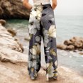 thumbnail image 4 of Travel Outfits Women Airport Women Casual Fashion High Waist Elastic Waist Wide Leg Pants Printed Loose Wide Leg Trousers Business Casual Pants for plus Size Track Zipper Two Piece Set for Grey L, 4 of 5