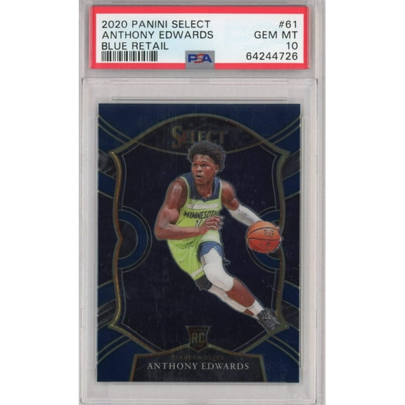 Graded 2020-21 Panini Select Anthony Edwards #61 Blue Retail Concourse Rookie RC Basketball Card PSA 10 Gem Mint