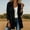 Black, variant on Trench Coat for Women Button Down Long Sleeve Windproof Jacket Baggy Casual Smocked Waist Overcoat with Pocket S-XXL