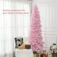 thumbnail image 3 of 8ft Tall Unlit Slim Douglas Fir Artificial Christmas Tree with 1168 Realistic Branch Tips, Pink, 3 of 7