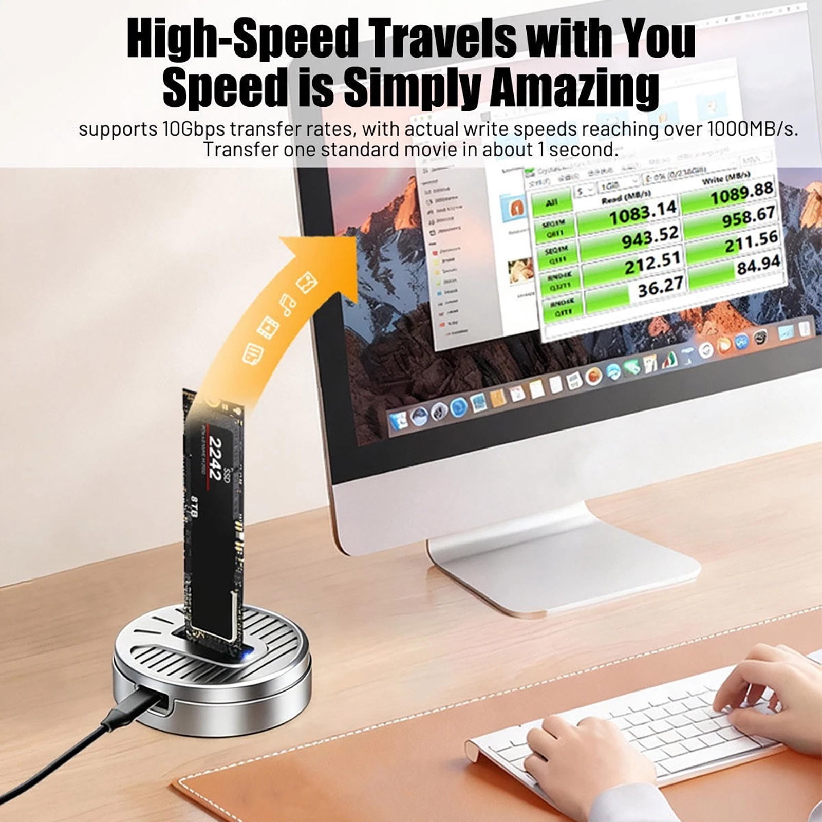 TAPDRA Mini M.2 SSD Docking Station 57x17mm Plug Play Hot Swap For Windows Mac OS Linux System Office Business