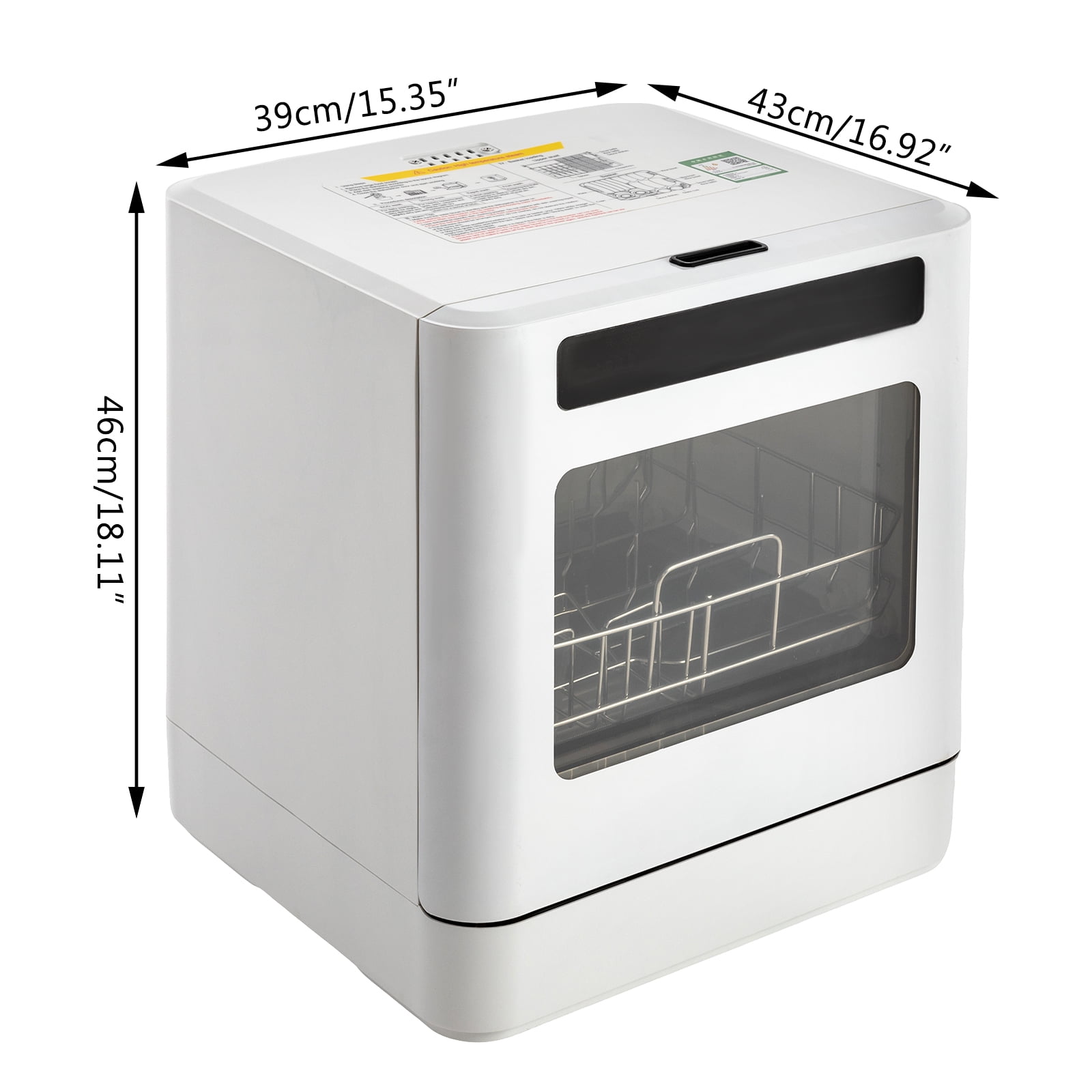 110V Portable Countertop Dishwashers, Compact Mini 360° Cleaning Dishwasher Machine with Drying Function 4 Washing Program White