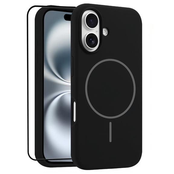 Silicone Magnetic Case for iPhone 17,Shockproof Slim Cover Full Covered Camera Protection Slim Drop Proof Durable Protective Cases - Black