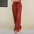 thumbnail image 6 of SAHFX Cotton Linen Pants for Women Long Pant Pull-On Pants Straight Leg Pants Work Pants with Pockets Dress Pants Beach Outfits Loose Pants Baggy Trousers Casual Work Trousers, 6 of 8