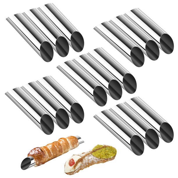 Tubos de Cannoli, formas de Cannoli, cuerno de crema antiadherente, moldes de pastelería danesa para rollo de crema de concha de croissant, paquete de 15