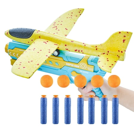 

Airplane Launcher Toys Catapult Plane Toy Plane Toy for Kids One-Click Ejection Model Foam Airplane Shooting Game with A Large Airplane 7+5 Soft Bullets Indoor & Outdoor Games Toy for Kids