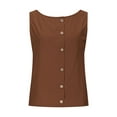 thumbnail image 5 of DuoJiaJ Womens Linen Crop Tops Summer Casual Loose Cotton Linen Sleeveless Tank Top Brown XXXL, 5 of 5
