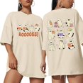 thumbnail image 3 of Halloween Shirts For Women Oversized Ghost Reading Books T-shirt Cute Spooky Bookish Short Sleeve Tee Tops, 3 of 5
