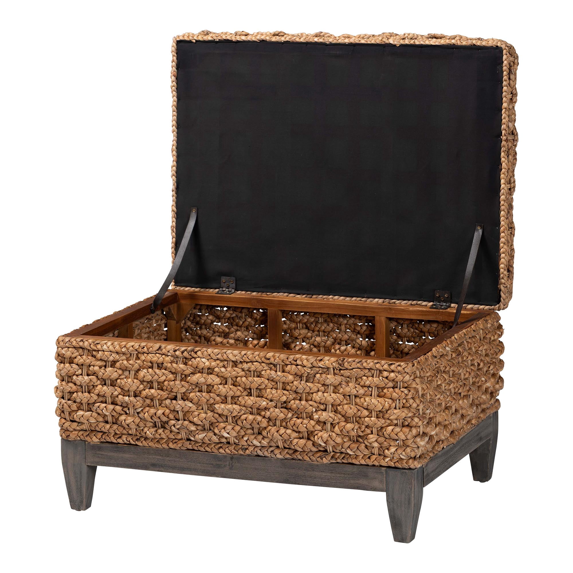 bali & pari Bailey Boho Storage Ottoman, 30"W, Square, Natural Brown