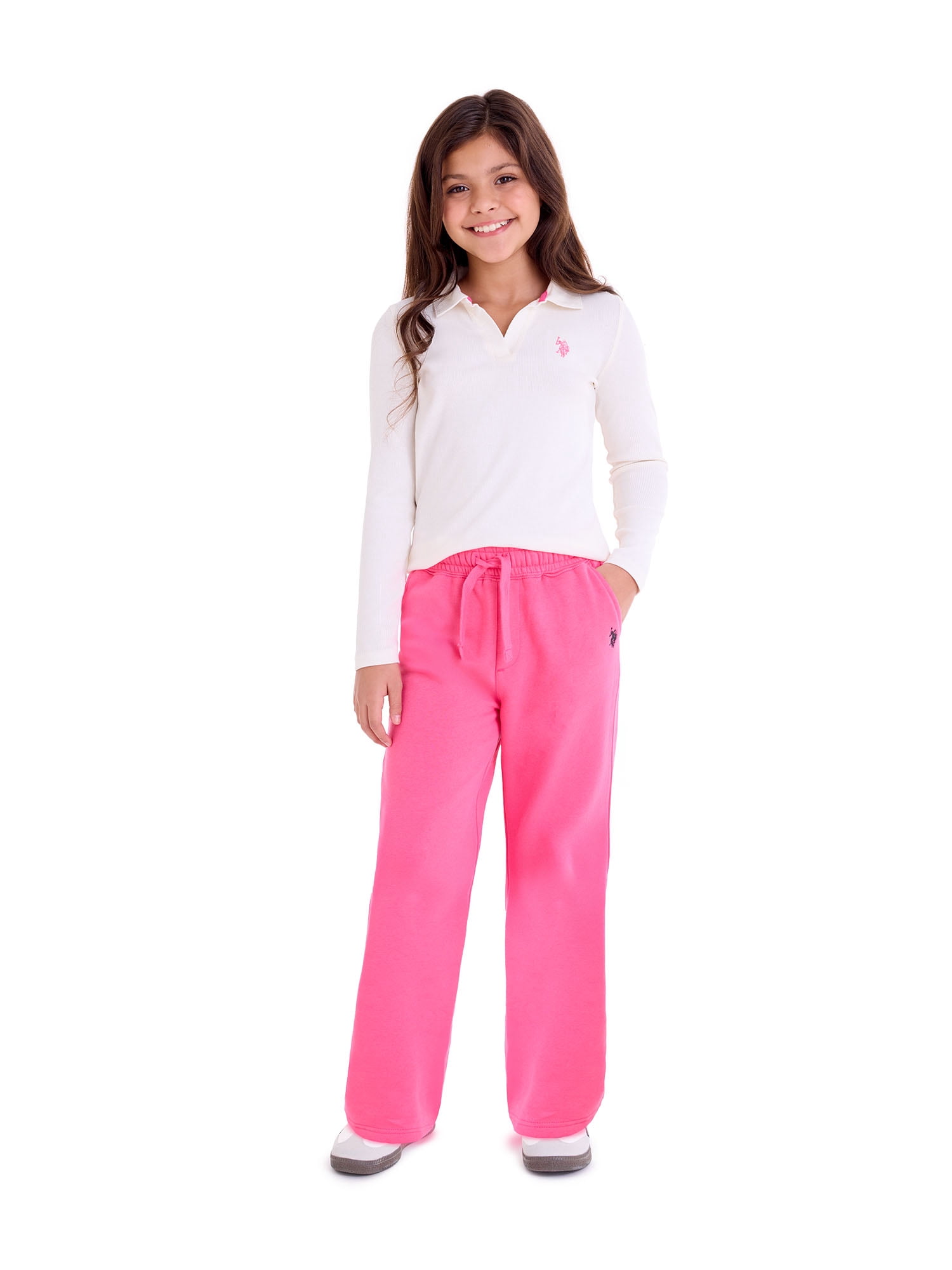 U.S. Polo Assn. Girls Classic Straight Fleece Pant, Sizes 4-18