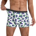 thumbnail image 3 of Men's Boxer Briefs, Blueberry Print green Soft Comfy Mens Underwear Boxer Briefs Breathable With Widen Waist, 3 of 7