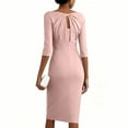 thumbnail image 5 of Women's Party Dress Evening Dress 3/4 Sleeve Fitted Elegant Cocktail Dress for Spring Fall Banquet Wedding Guest,Pink,L, 5 of 6