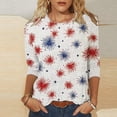 thumbnail image 3 of JTZGDY Womens Independence Day Tops Plus Size Dressy 3/4 Length Seleve American Flag Printed Crewneck Tunic Blouse Trendy Oversized Holiday Patriotic Shirts Multicolor#08 M, 3 of 6