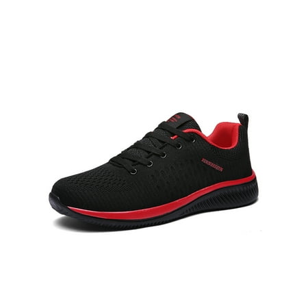 

SIMANLAN Women&Men Fashion Sneaker Round Toe Sport Shoes Lace Up Sneakers Casual Slip Resistant Flats Walking Low Top Running Shoe Red 11