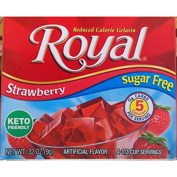 Royal SUGAR FREE STRAWBERRY Gelatin Mix Dessert .32 oz Box