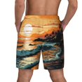 thumbnail image 2 of Lsque Mens Swim Trunks Serene Ocean Sunset Pattern - Bathing Suit Compression Liner - Beach Swim Shorts Swimwear - (S-3XL) - Stretch Quick Dry -X-Large, 2 of 9