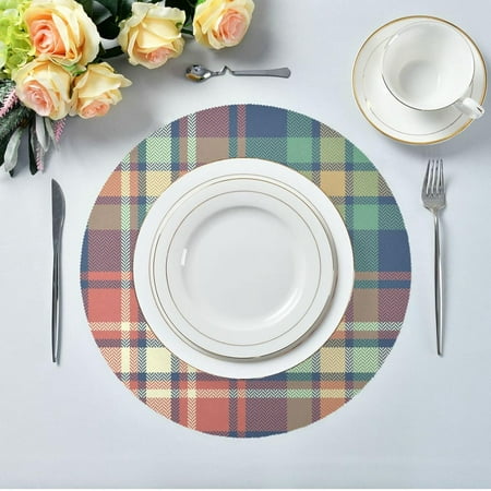 

Hidove Buffalo Plaid Round Placemats 1pc Non Slip Heat Resistant Washable Table Mats for Kitchen Dining Table Decoration 15.4