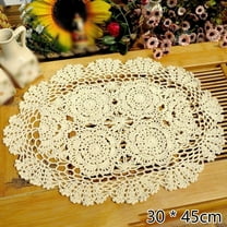 Gerich Oval Placemat Table Place Mat Vintage Hand Crochet Cotton Lace Doilies Floral