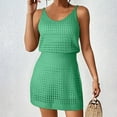 thumbnail image 2 of Lovskoo Swimsuit Coverup for Women Sleeveless Summer 2024 Crochet Hollow Out Knit Beach Bathing Suit Swim Cover Ups Outfits Vacation Dresses Green S, 2 of 7