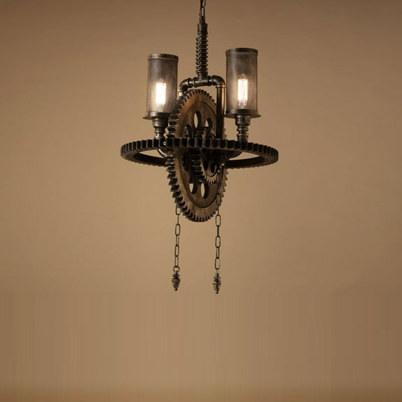 Dwellnix Gear Shape Chandelier Steampunk Ceiling Light Industrial Pendant Lamp Fixture