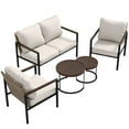 thumbnail image 6 of EAGLE PEAK Sunset Dune 5 Piece Patio Furniture Sets, Wicker Modern Outdoor Conversation Set with Coffee Tables, Cushions,Beige, 6 of 10