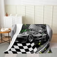 thumbnail image 2 of Race Car Throw Blanket Throw 50x60 inch,Yellow Green Neon Lights Honeycomb Flannel Blanket Glitter Hexagon Fleece Blanket,Black White Grid Lattice Fuzzy Blanket for Sofa, 2 of 5