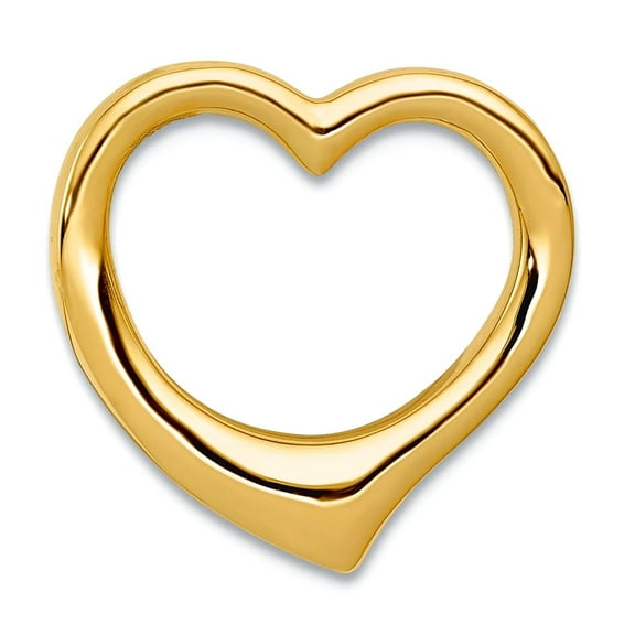 14k Yellow Gold Solid Polished 3-D Floating Love Heart Slide 15.1x15.3mm Pendant Necklace for Women