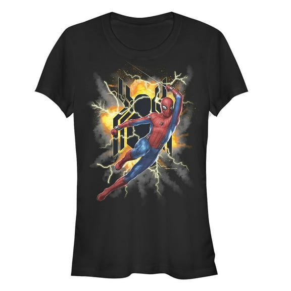 Junior's Marvel Spider-Man: Far From Home Lightning Strike  Graphic Tee Black Large
