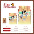 thumbnail image 3 of Masiiu Bluey Print Christmas Gift Bag, Burlap Drawstring Pouch with Kraft Paper Card for Holiday, Party, and Birthday Wrapping-Small, 3 of 9